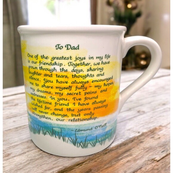 Greeting Mug “To Dad” Fathers Poem Edmund O’Neill GUC Blue Mountain Arts - Picture 1 of 9